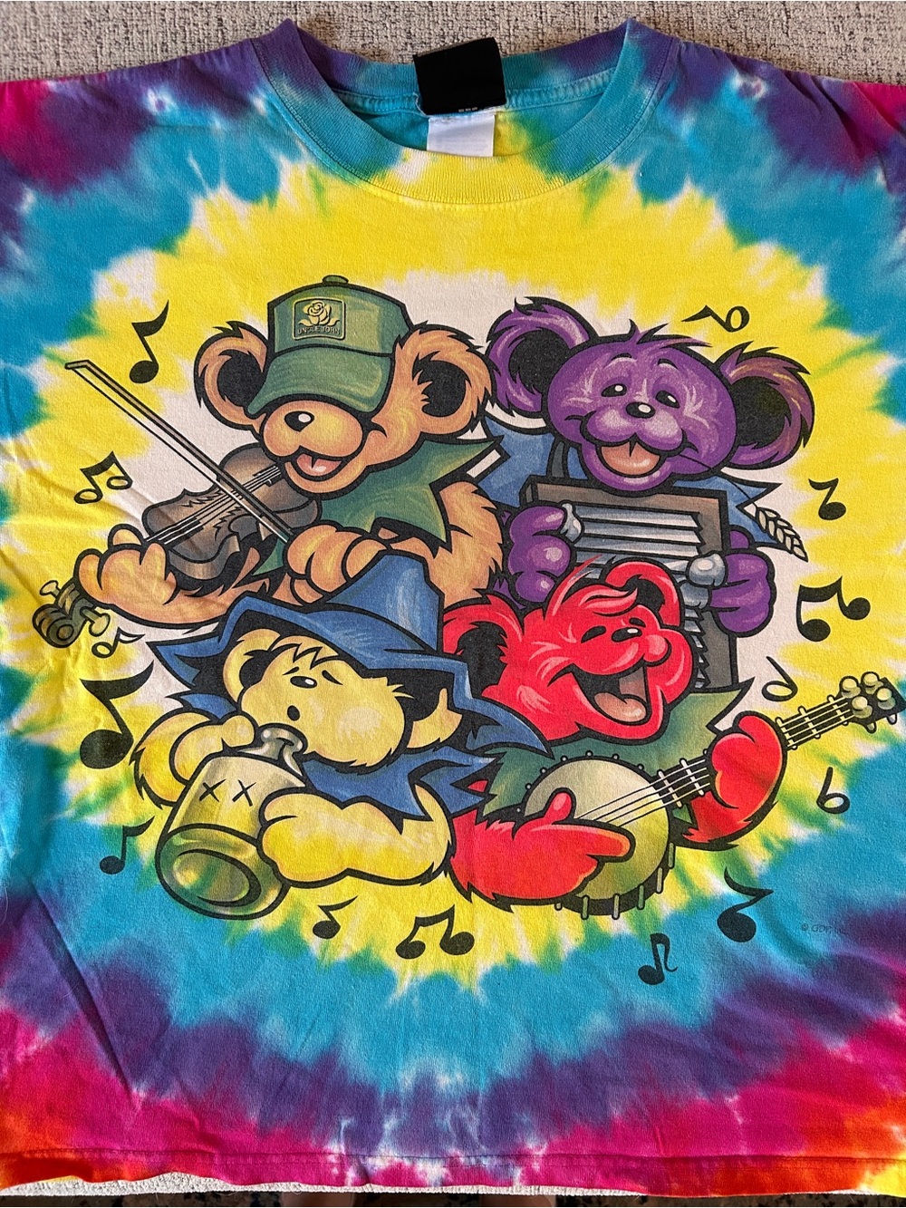 Vintage Liquid Blue River Jamboree Grateful Dead Tie-Dye Bear Graphic Tee